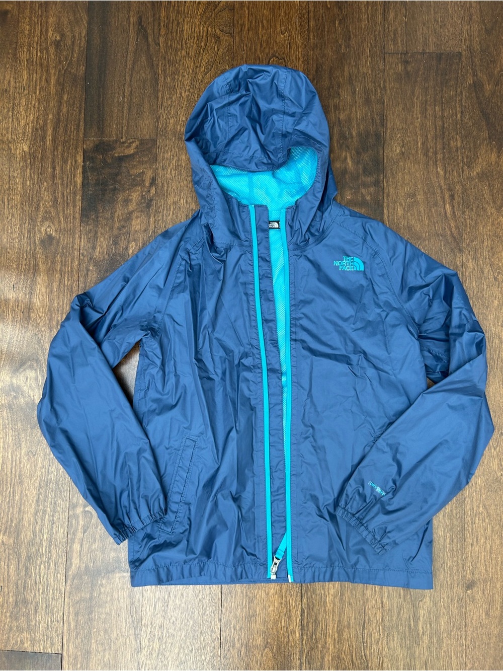 The North Face Blue Rain Jacket with Teal Trim - Kids